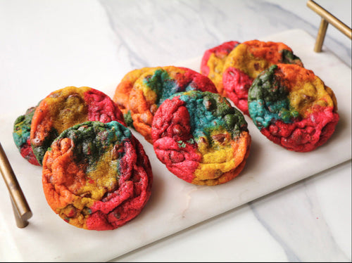 Pride rainbow chocolate chip cookies