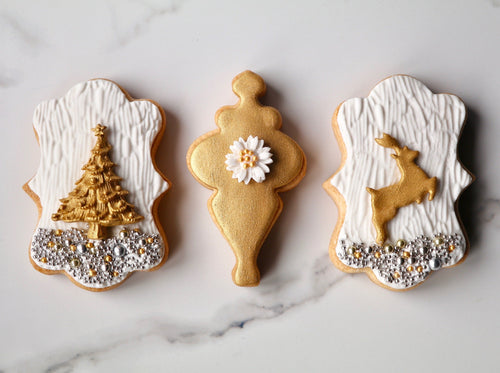 Christmas white and gold cookies