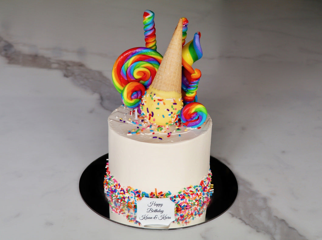 candy rainbow cake