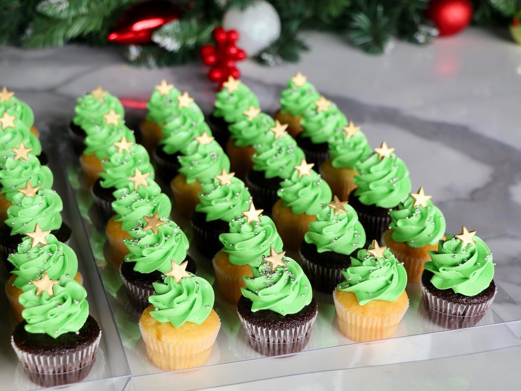 Mini Christmas Tree Cupcakes
